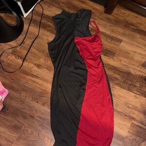 SHEIN One Shoulder Black and Red Dress